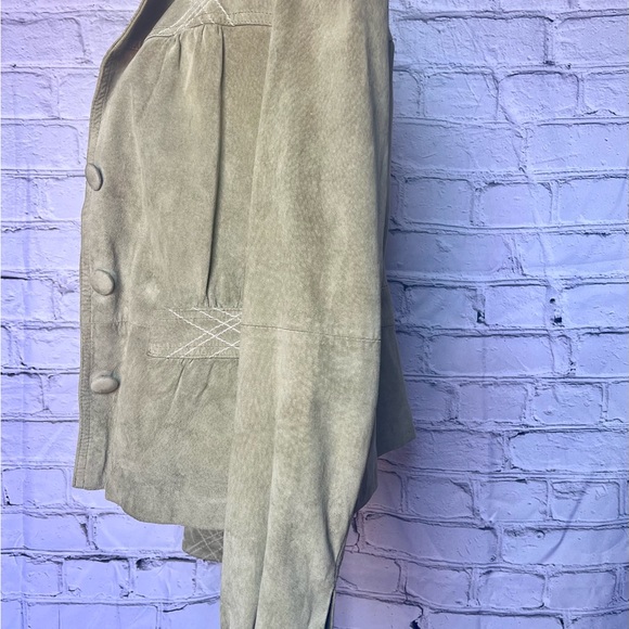 H&M green suede blazer jacket size 12 - Picture 3 of 8